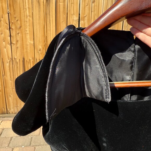 Vintage Dress 80s Black Velvet Gold Lame Fitted Formal Cocktail Sheath S - Picture 16 of 16